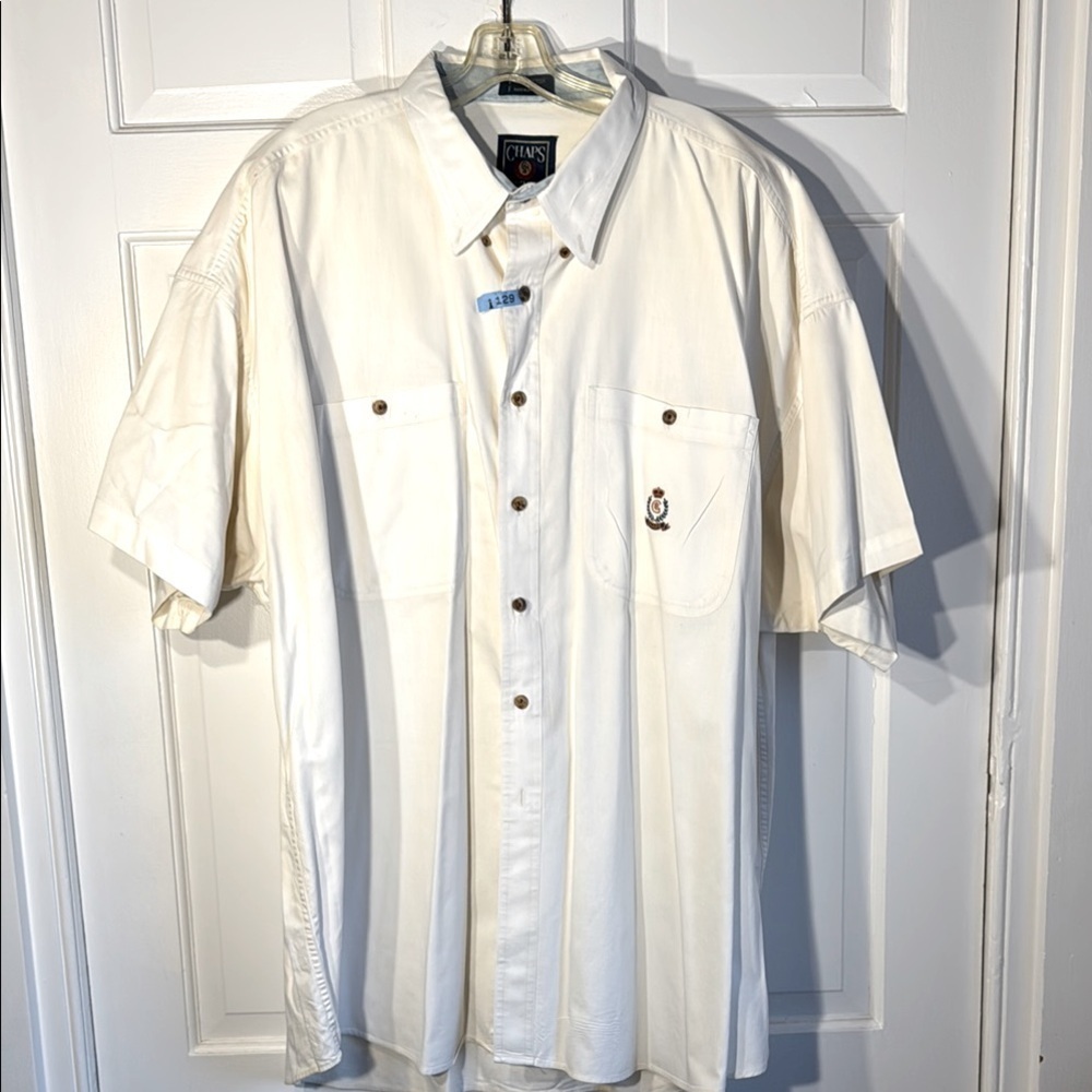 Chaps Cream Casual Button Down Shirt